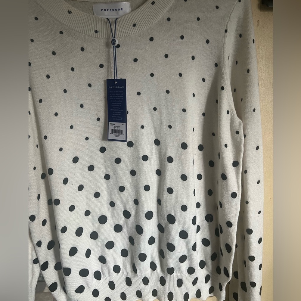 Popsugar Cream and Black Polka Dot Sweater